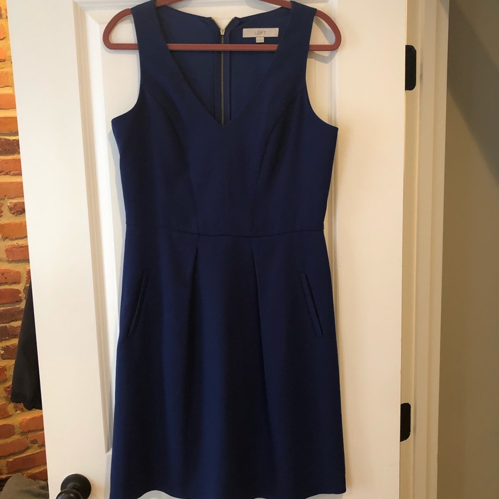 LOFT v-neck blue dress